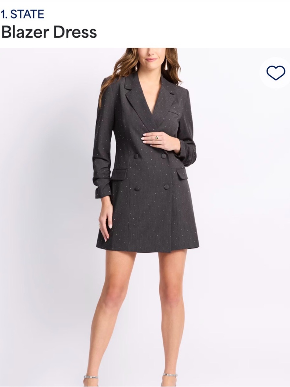 1. STATE Charcoal Pinstripe Blazer Dress with Subtle Dot Detail
